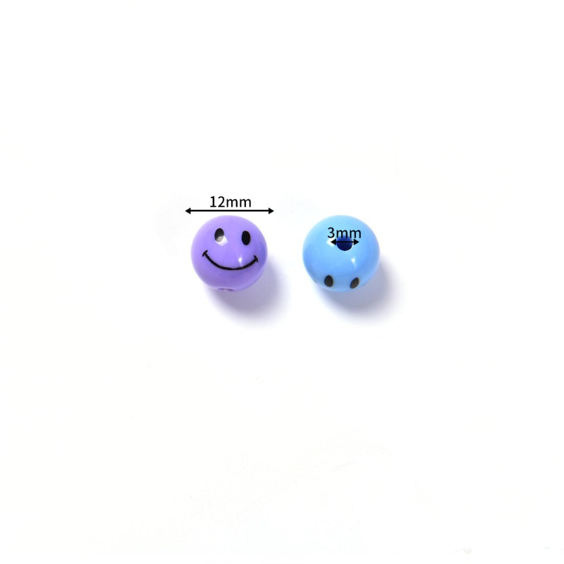 Wholesale 50pcs Acrylic Round Smiley Face Necklace Diy Beads